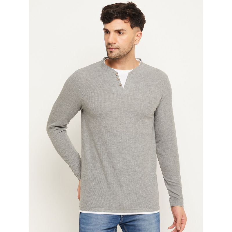 Club York Light Grey Solid T-Shirt (S)
