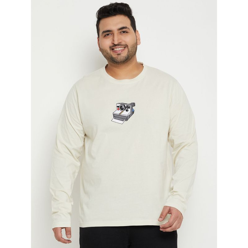 Club York Off White Printed Plus Size T-Shirt (3XL)