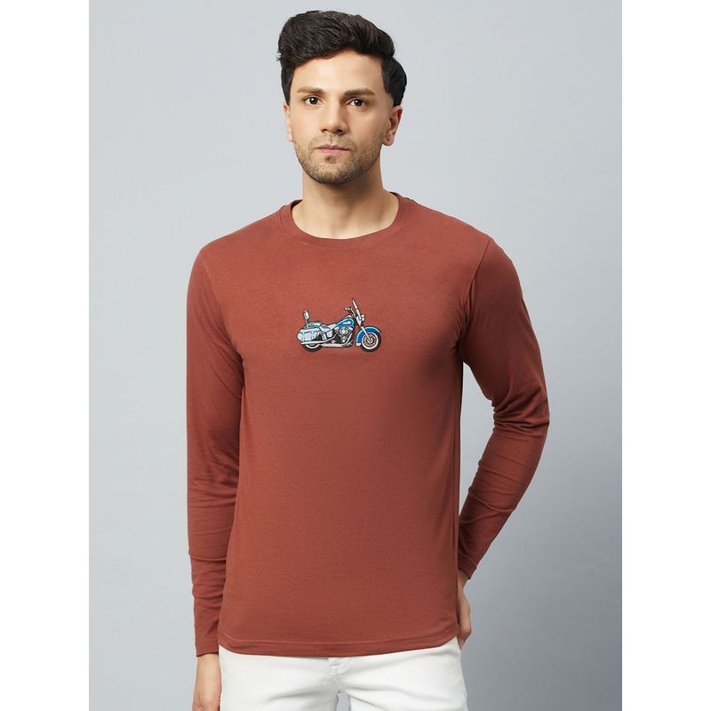 Club York Brown Printed T-Shirt (M)