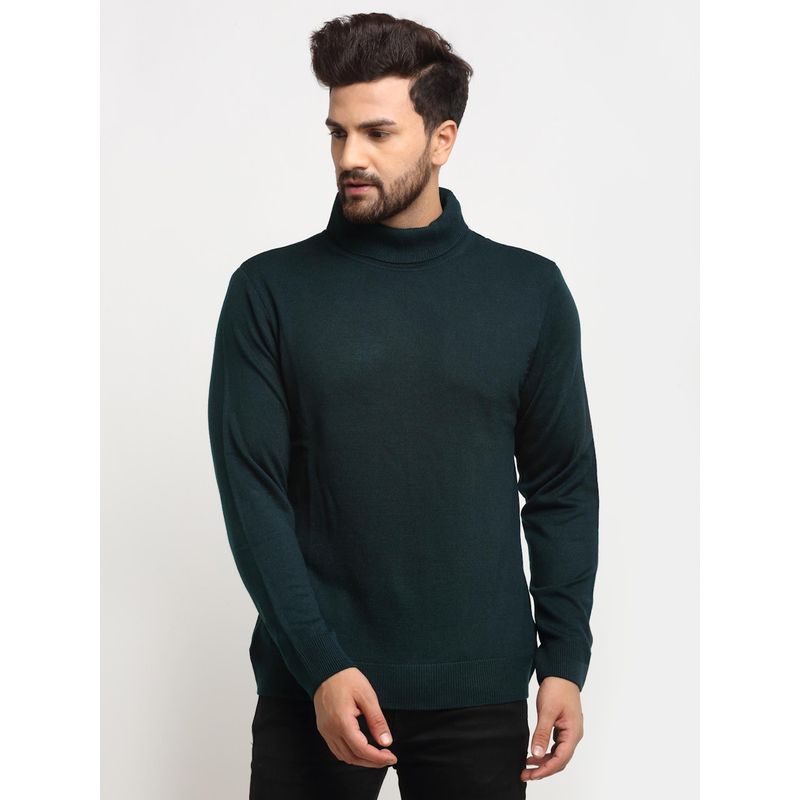 Club York Men's Blue Full Sleeve Solid High Neck Sweater (XL)