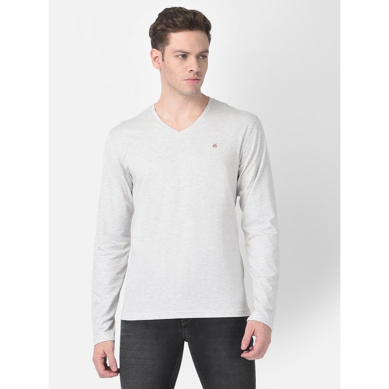 CRIMSOUNE CLUB Men Long-Sleeved Grey Melange T-Shirt (2XL)