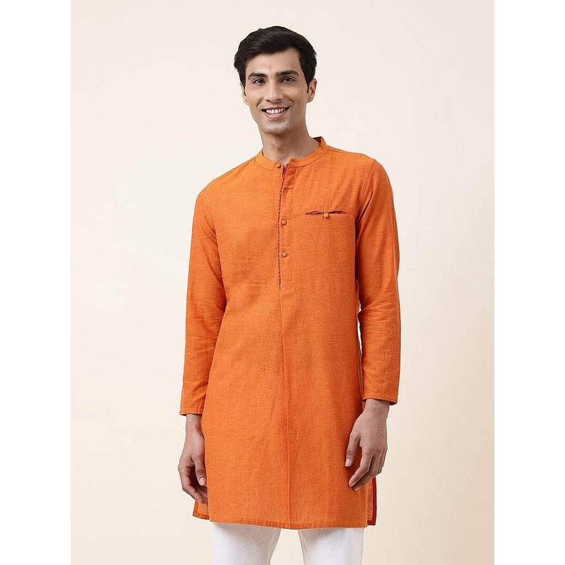 Fabindia Orange Cotton Slim Fit Kurta (XS)