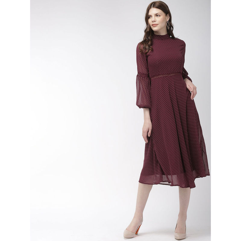 Twenty Dresses By Nykaa Fashion The Dotted Grace Midi Dress - Black (S)