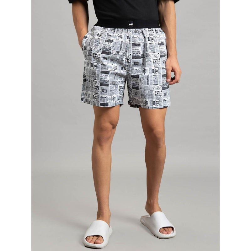 Bewakoof Official Marvel Men's White Ironman All Over Printed Boxers (S)