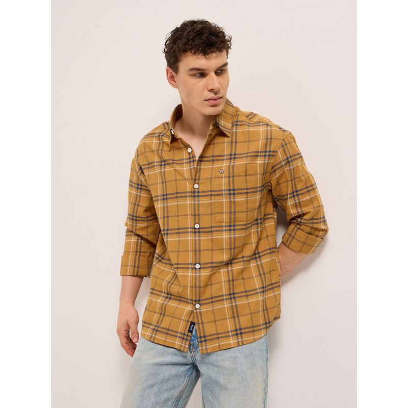 THE BEAR HOUSE Men's Mustard Relaxed Fit Check Shirt (M)