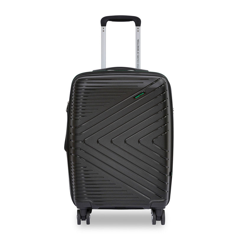 United Colors Of Benetton Jasper Unisex Hard Luggage - Black, 66Cm Mid Trolley Bag (M)