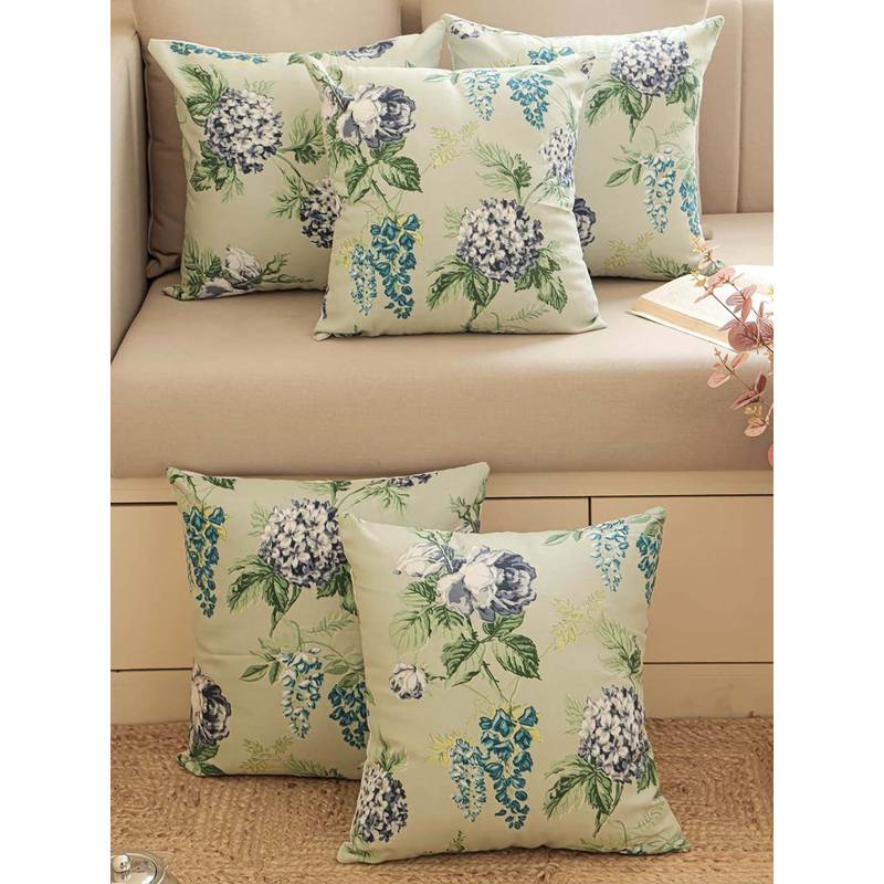 The Home Story Multi-Color Floral Cotton Cushion Cover (12x12)
