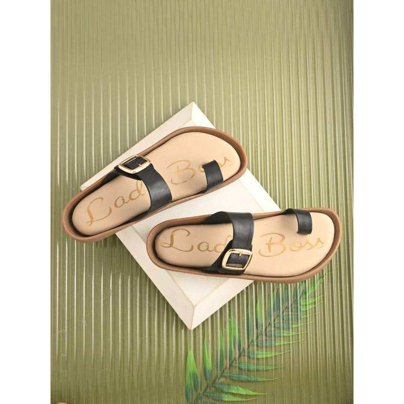 EGOSS Black Platform One Toe Sandal (EURO 36)