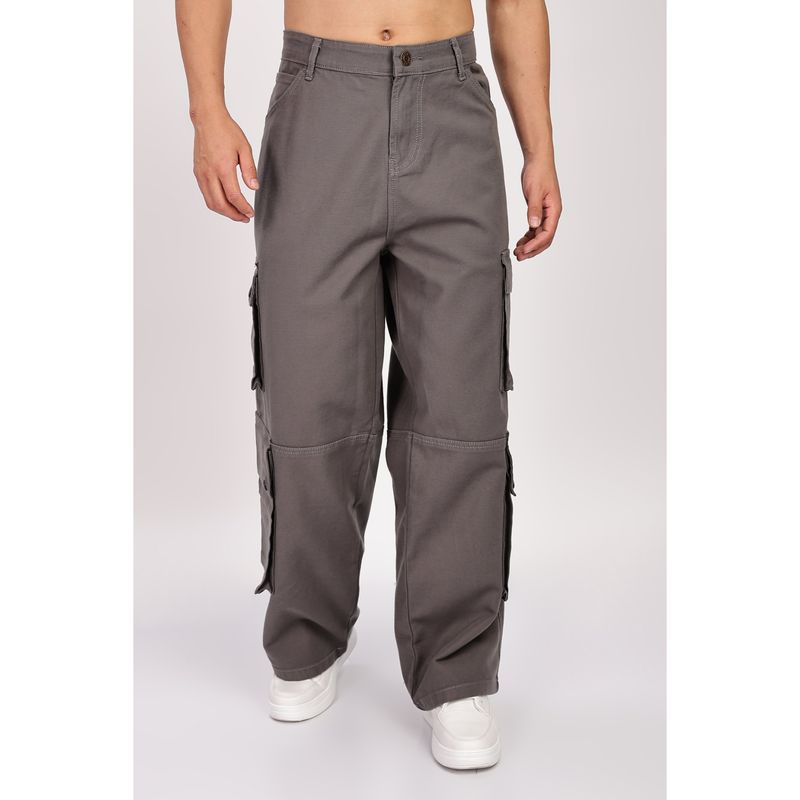 Eszett Men Cotton Lycra Baggy Greyish Brown Premium Cotton Cargo (32)