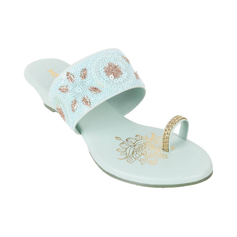 Mochi Women Synthetic Green Slip Ons Wedges (EURO 36)