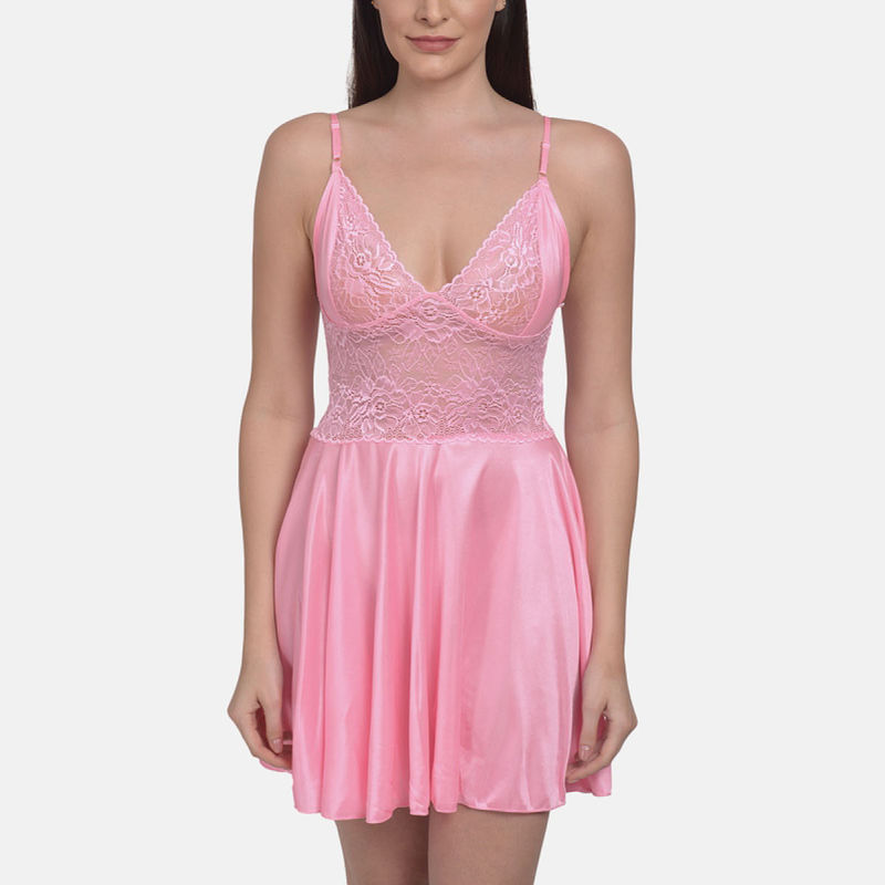 Rose Satin Babydoll