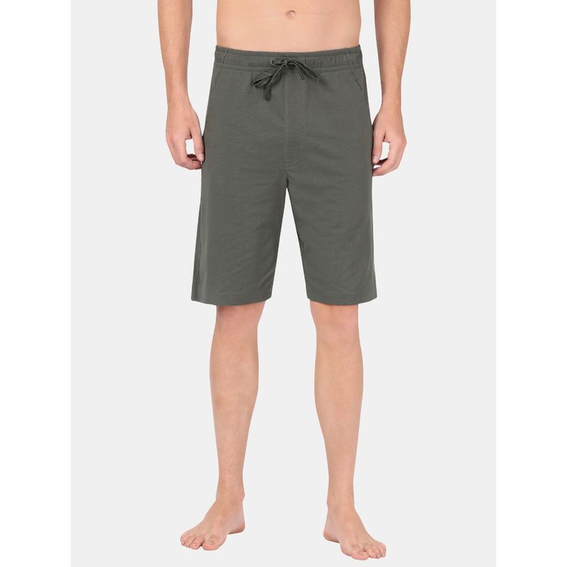 Jockey SP26 Men Super Combed Cotton Active Wear Shorts - Deep Olive (M)