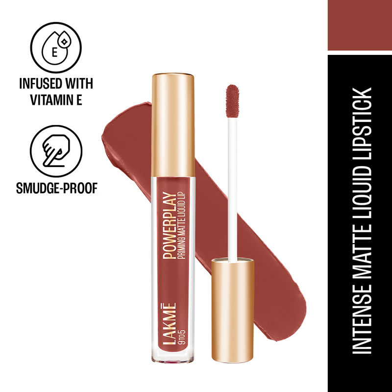 Lakme 9to5 Primer + Matte Liquid Lip Color - MB2 Intense Latte