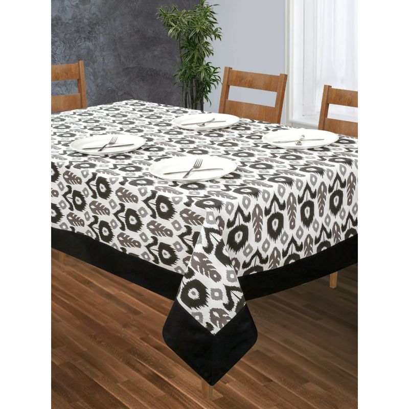 SHADES OF LIFE Printed Black Ikkat With Border Centertable Cover (60 X 40 Inches)