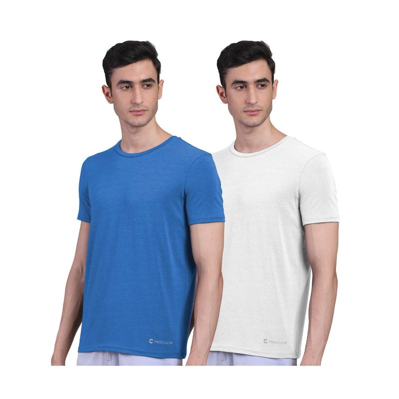 FREECULTR Mens Bamboo Undershirt Anti Microbial Lounge Wear T-Shirt (Pack of 2) (L)