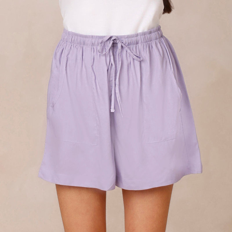 Nykd by Nykaa Comfy Vibes All Day Shorts-Lavender NYS035 - Lavender (S)