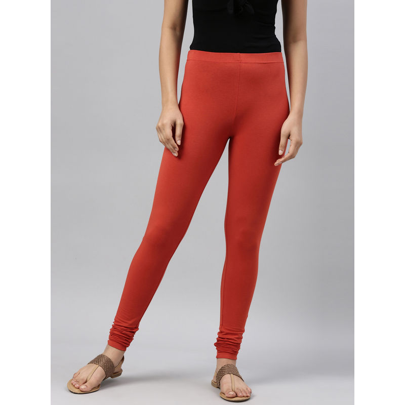 Go Colors Women Cotton Churidar Leggings Rust Buy Go Colors Women