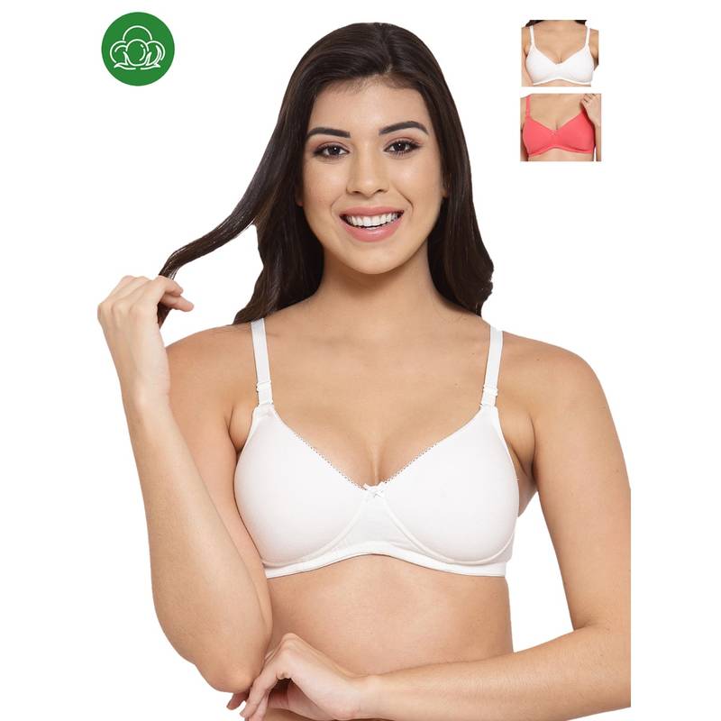 Inner Sense Organic Cotton Antimicrobal Padded T-Shirt Bra -Pack Of 3 -Multi-Color (36D)