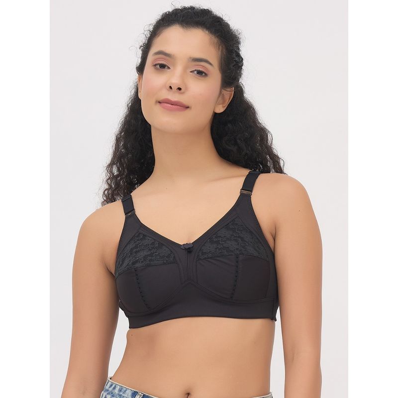 Clovia Black Solid Non-Padded Non-Wired Full Coverage Plus Size Minimizer Bra (32C)