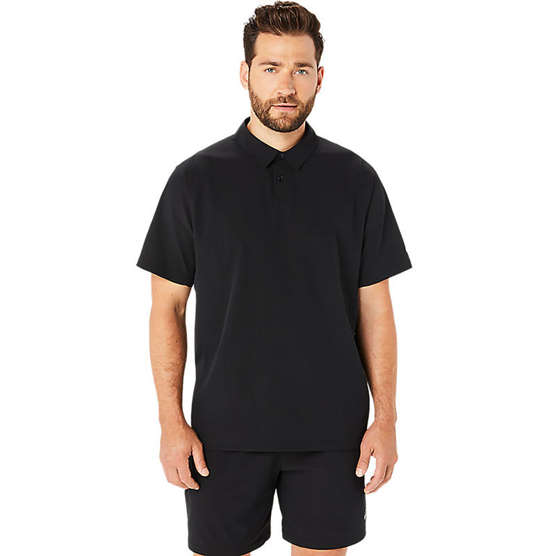 ASICS Acti Breeze Panel Jacquard Men Black Polo T-Shirt (L)