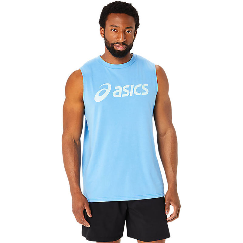 ASICS Graphic Men Blue Sleeveless Tank (2XL)