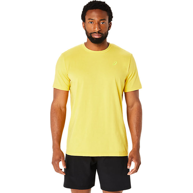 ASICS Spiral Embroidery Men Yellow T-Shirt (S)