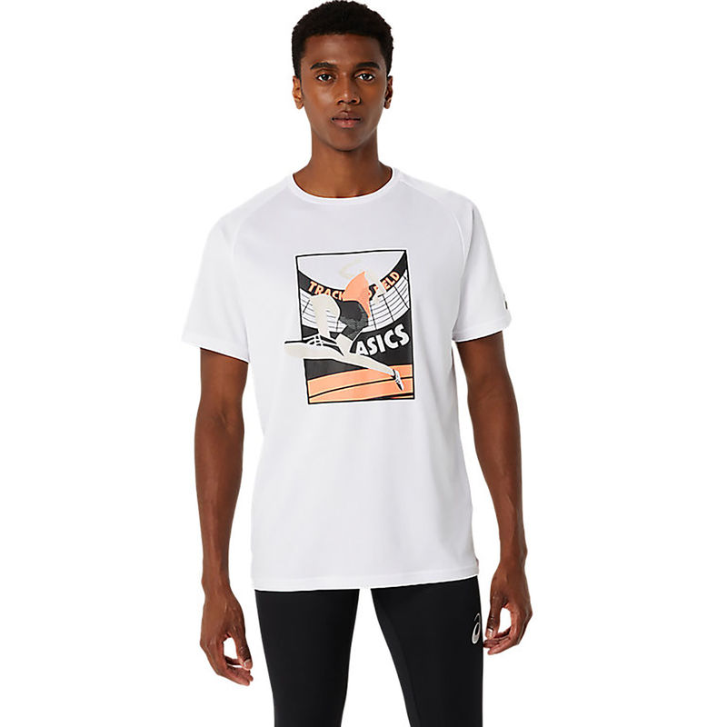 ASICS Track Event Graphic Men White T-Shirt (S)