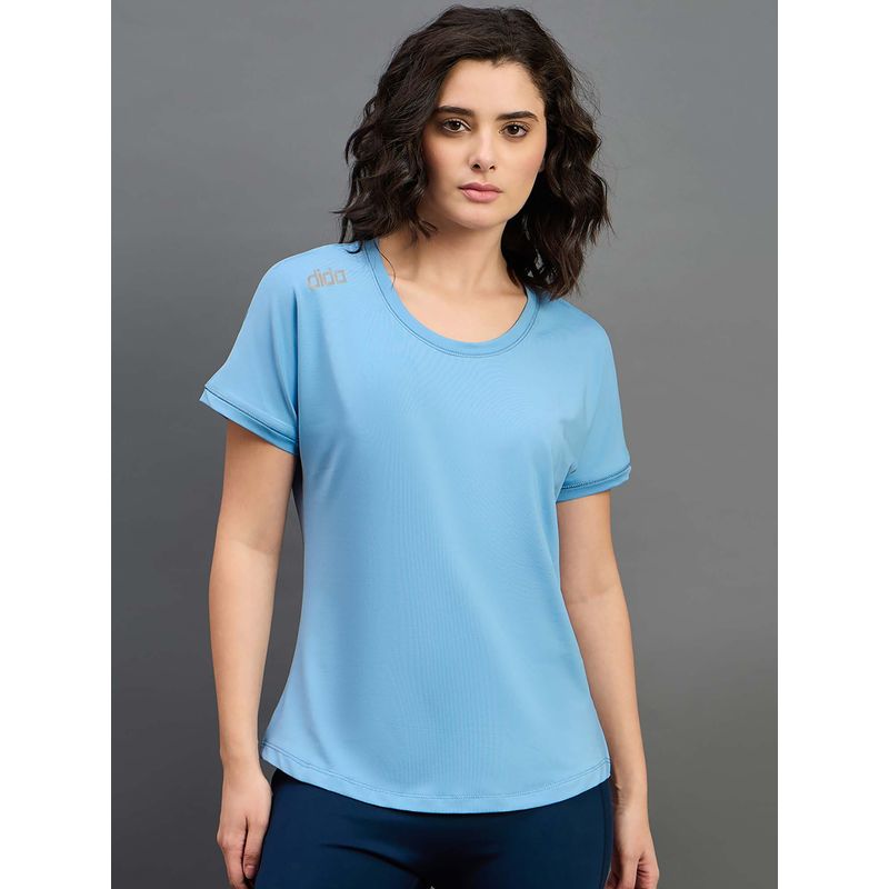 Dida Blue Women's Round Neck Poly Spandex T-Shirt (S)