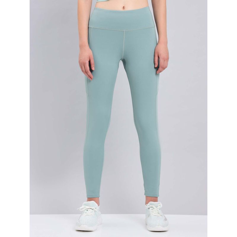 Technosport Aqua Women Solid Slim Fit Sports Tights with Elastic Lite for Yoga and Fitness (S)