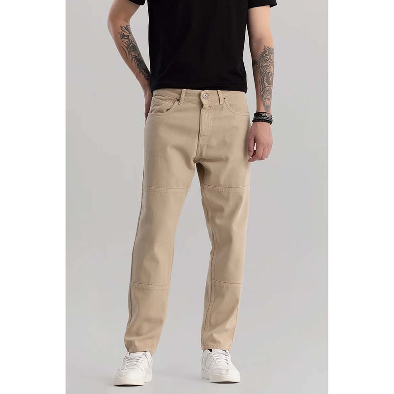 Snitch Trend Stitch Beige Baggy Fit Jeans (32)