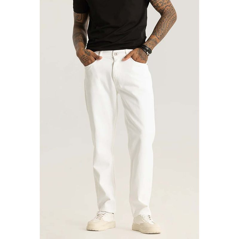 Snitch Etienne White Plain Relaxed Fit Jeans (30)