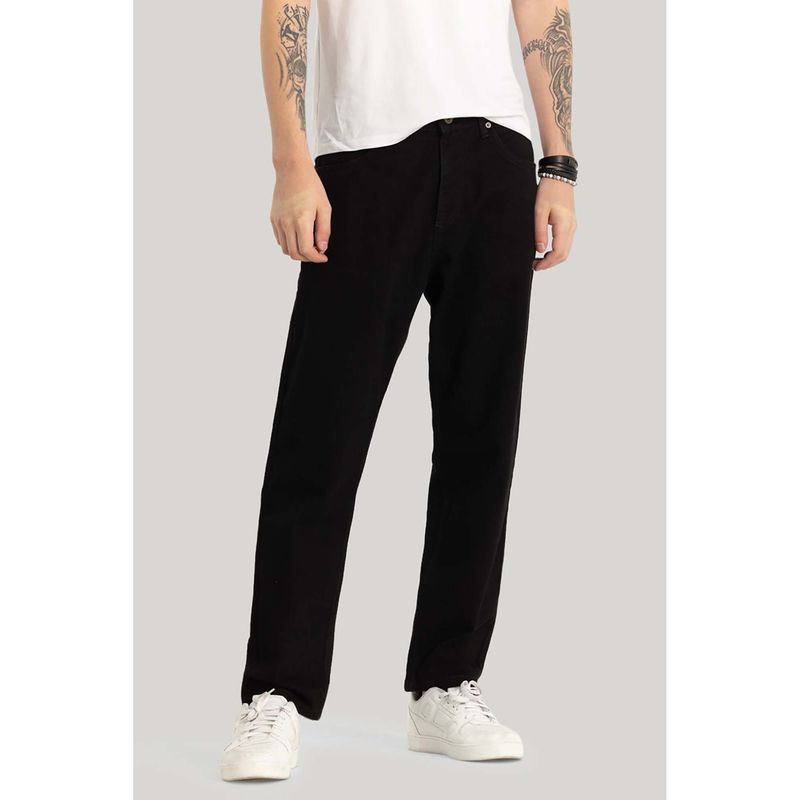 Snitch Black Plain Baggy Fit Jeans (34)