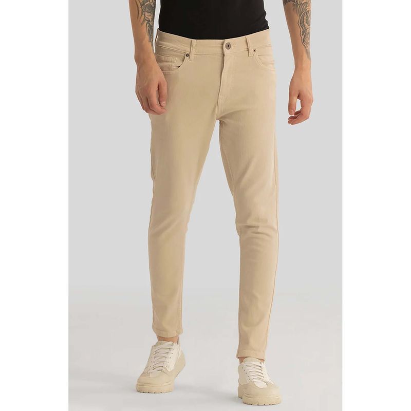 Snitch Quantum Beige Plain Skinny Fit Jeans (32)