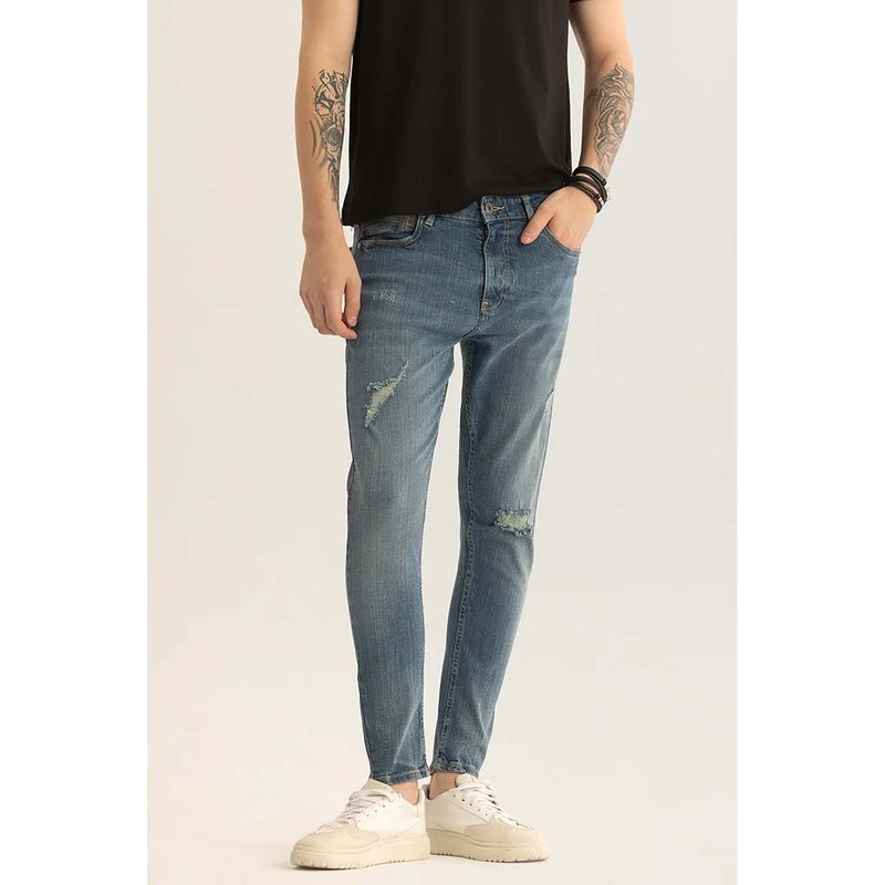 Snitch Horizon Blue Distressed Skinny Fit Jeans (36)