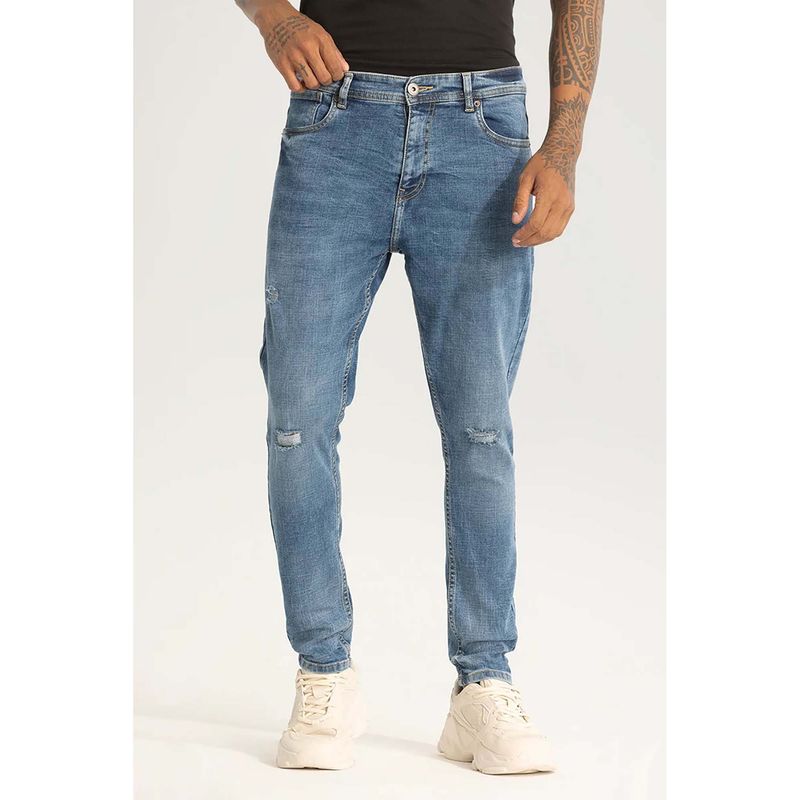 Snitch Blue Distressed Skinny Fit Jeans (30)