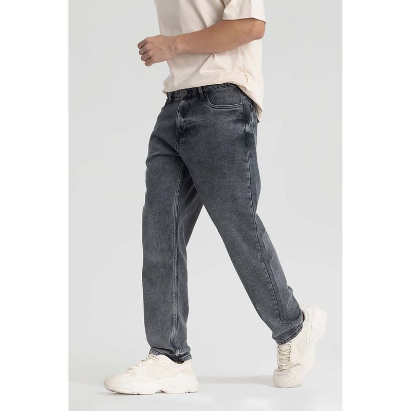 Snitch Light Grey Plain Relaxed Fit Jeans (34)