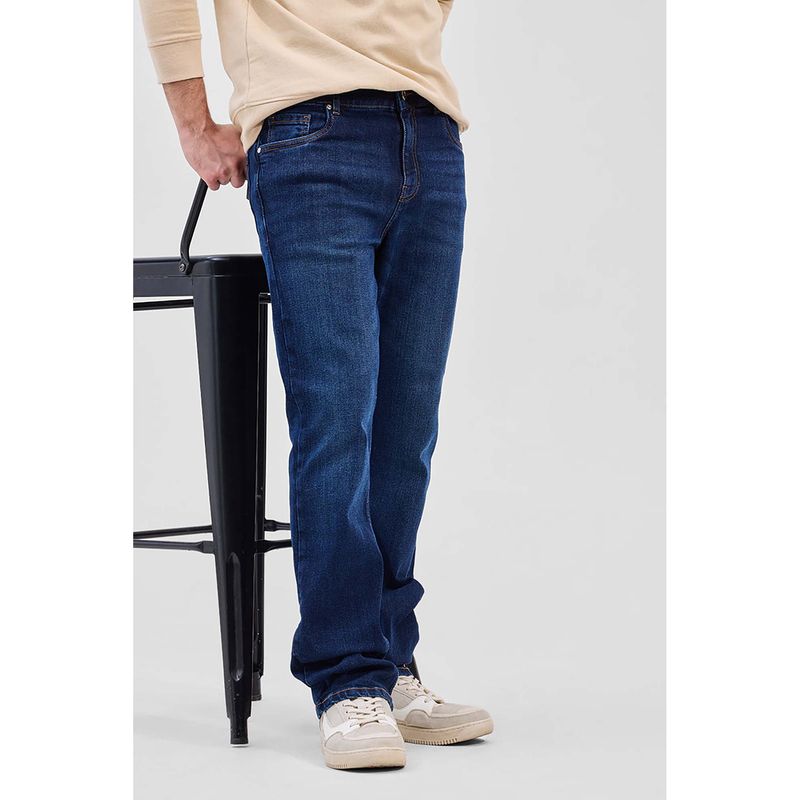 Snitch Navy Blue Straight Fit Jeans (38)