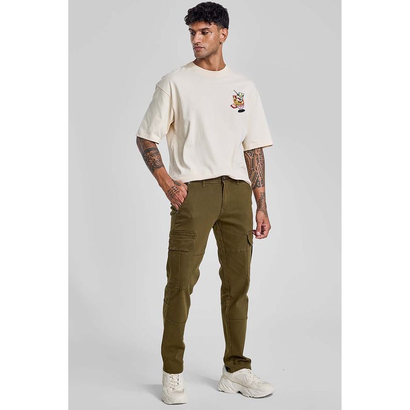 Snitch Olive Slim Fit Cargo Jeans (30)