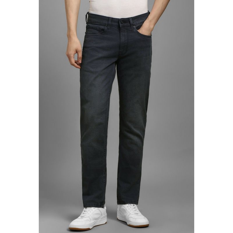 Louis Philippe Men's Dk Grey Slim Fit Mid-Rise Stretchable Jeans (30)
