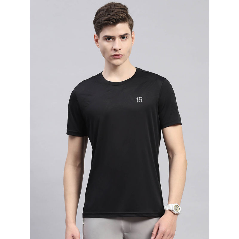 Rock.it Mens Black Solid Round Neck Half Sleeve T-Shirt (M)