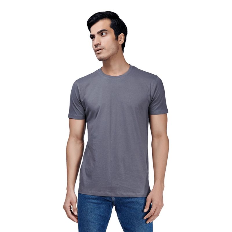 On Loop Light Grey Solid Mens Round Neck T-Shirt (XS)