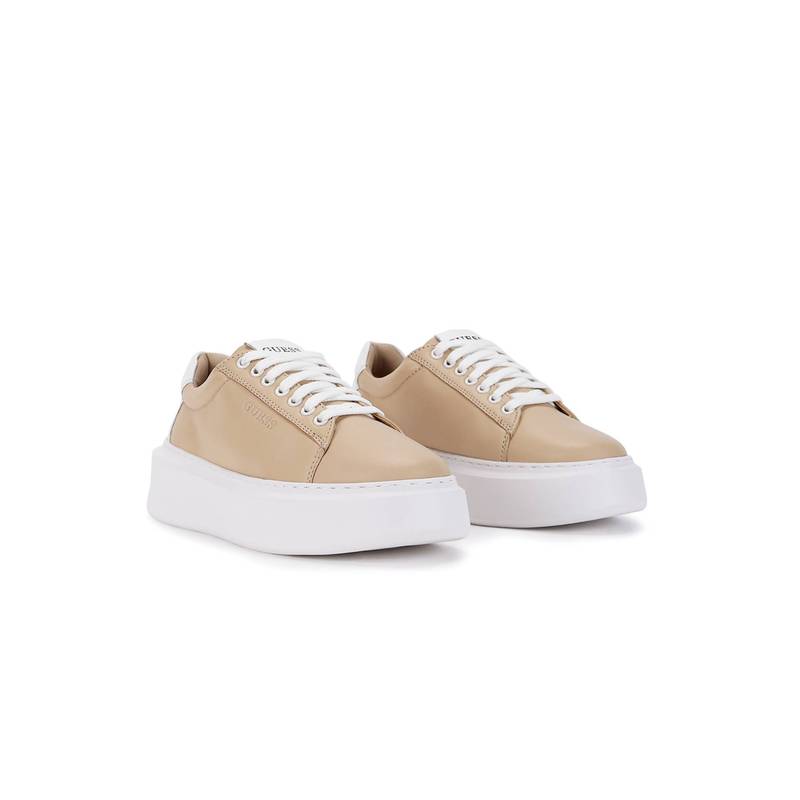 Guess Women Beige Esha Lace-Up Sneakers (UK 4)