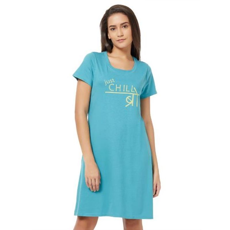 SOIE Womens Super-Soft Cotton Modal Sleep Shirt - Blue (L)(L)