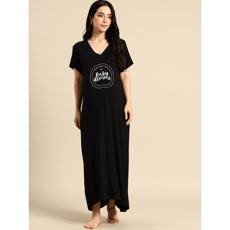 Blush9 Maternity Black Cotton Maternity Dress (S)
