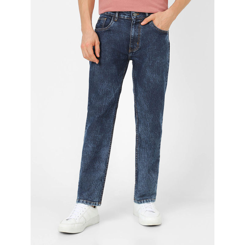 Urbano Fashion Mens Navy Blue Regular Fit Washed Jeans Stretchable (30)