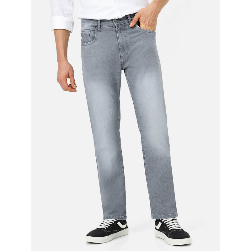 Urbano Fashion Mens Light Grey Regular Fit Washed Jeans Stretchable (28)