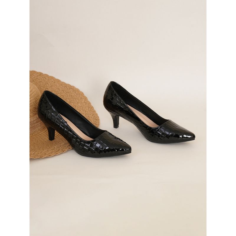 Buy Sherrif Shoes Womens Black Kitten Heel Pumps Online