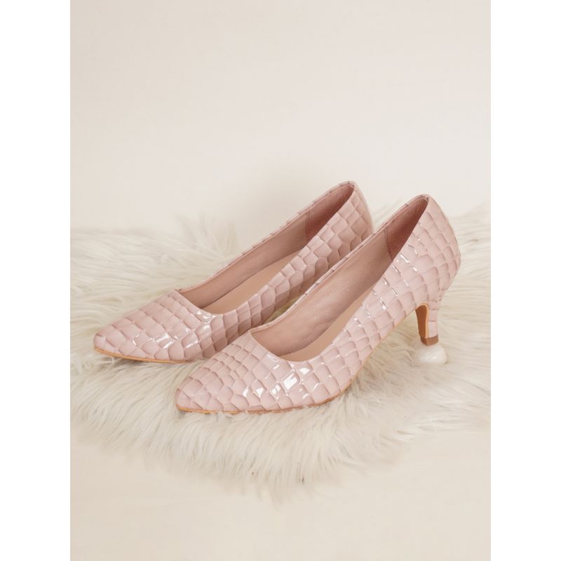 Sherrif Shoes Womens Nude Kitten Heel Pumps (EURO 37)