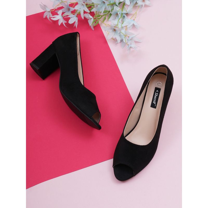 Black peep toe heels hot sale