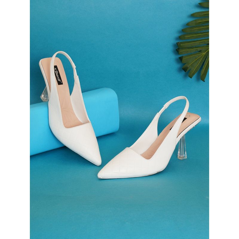 Sherrif Shoes Womens White Stiletto Heels Sandals (EURO 36)